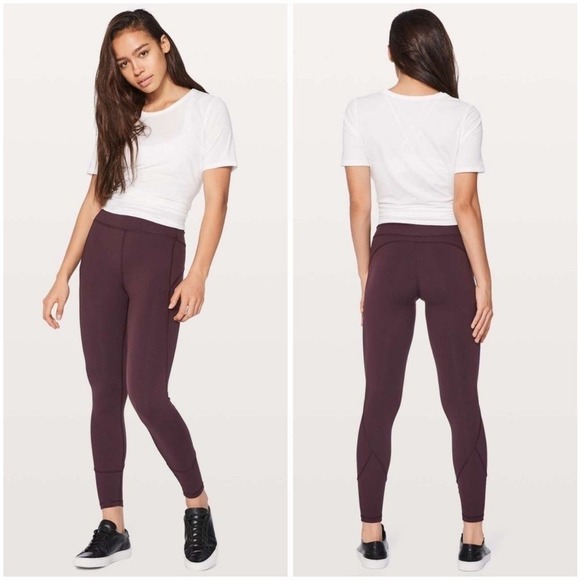 lululemon athletica Pants - Lululemon In Movement 7/8 Tight *Everlux 25" Black Cherry Size 4 W5ANXS